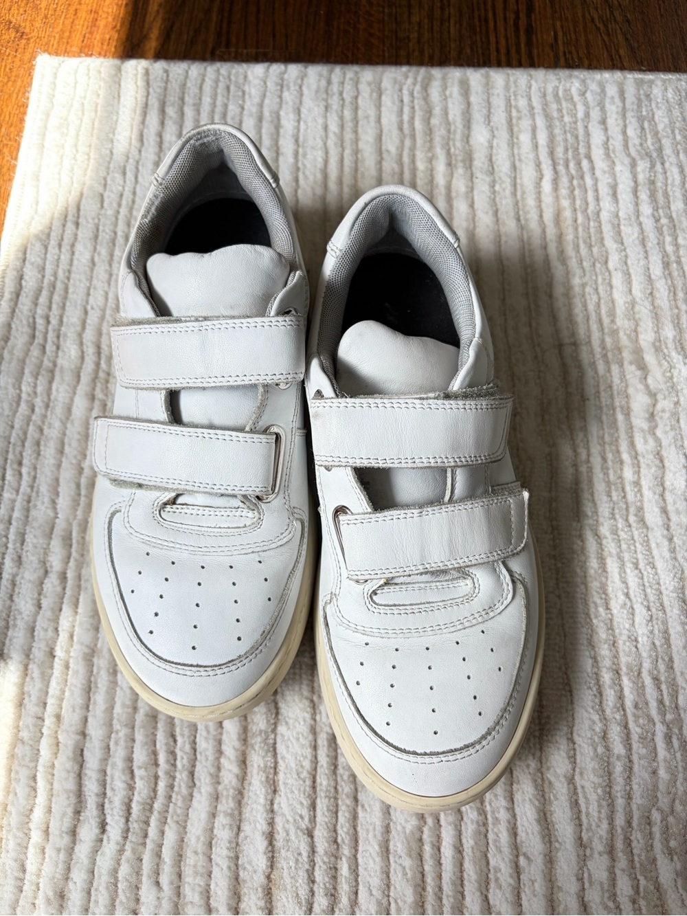 Acne White Leather Velcro Sneakers